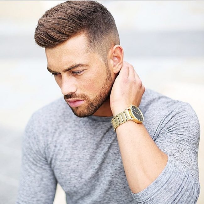 High Fade Haircut with Hard Side Part for Boys